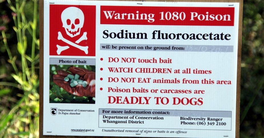Whanganui warning sign for 1080 poison